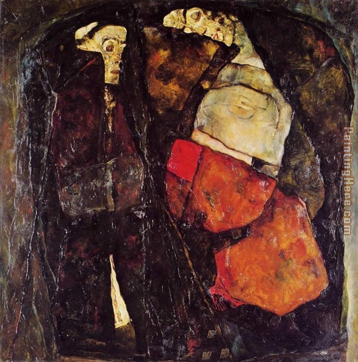 Pregnant Woman and Death painting - Egon Schiele Pregnant Woman and Death art painting